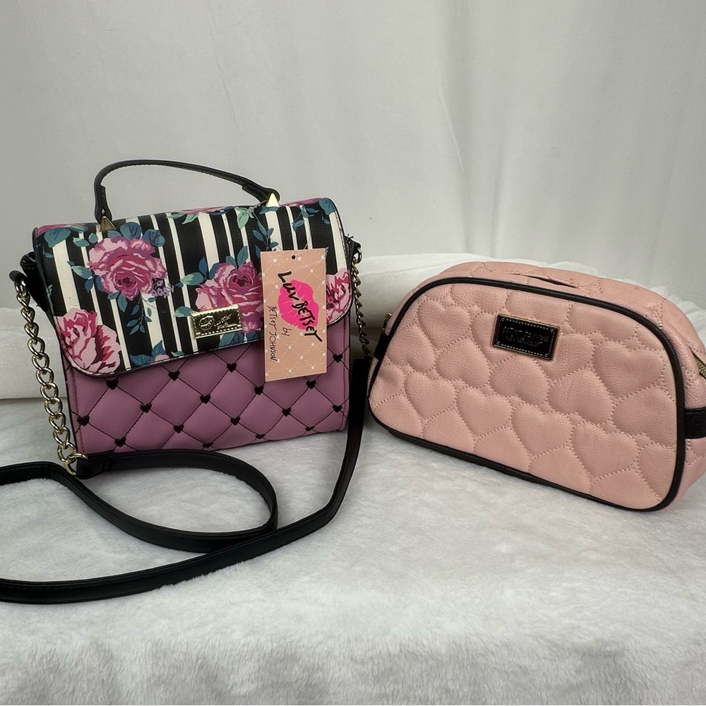BOGO Betsy Johnson NWT Crossbody and Preloved Cosmetic Pouch